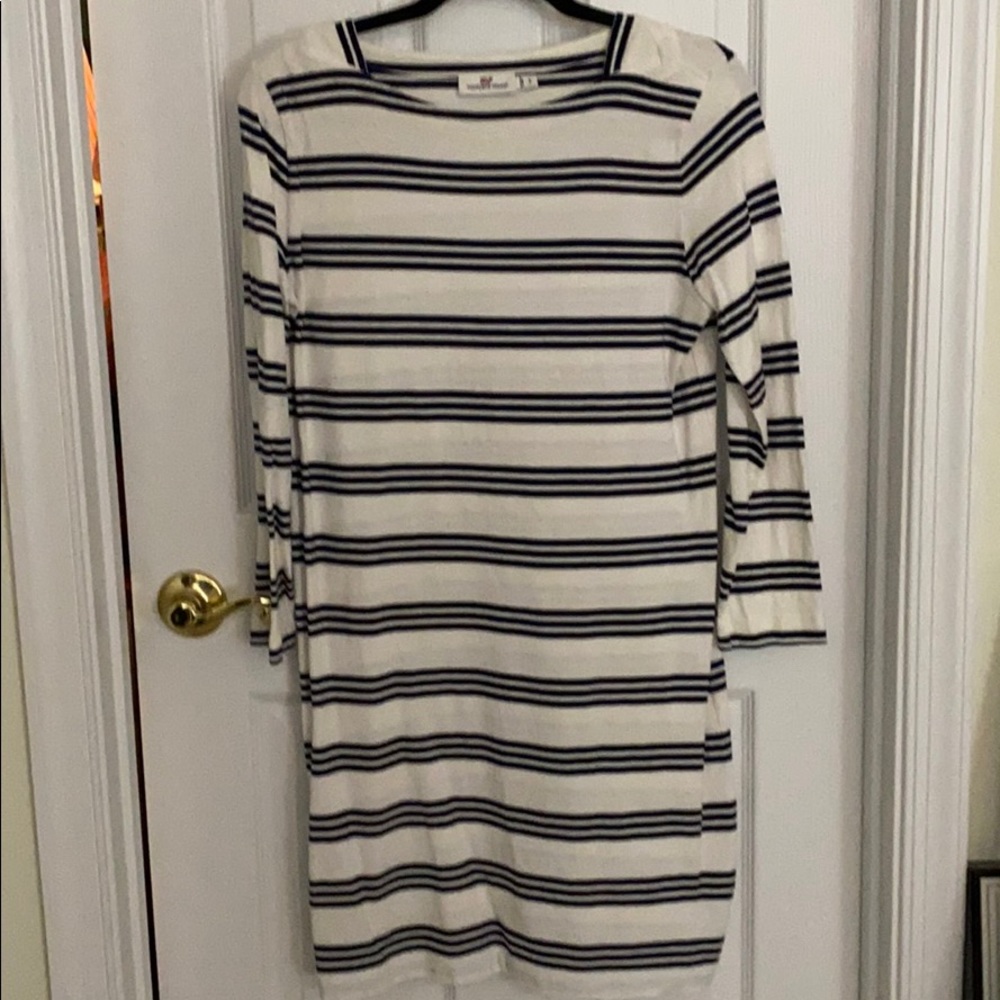 Vineyard Vines White & Navy Stripe Dress Small